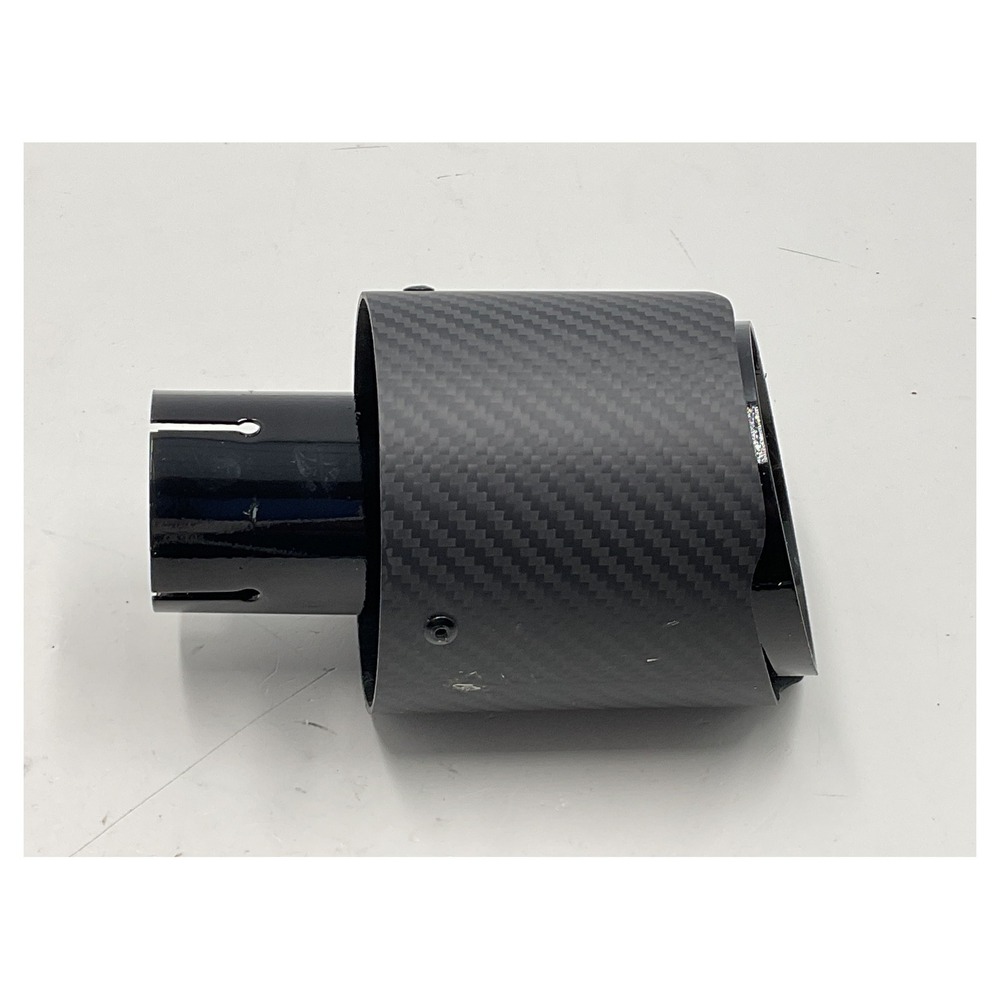 Universal 4" Carbon‎ Fiber Exhaust Tip Muffler Extension 2.5" Inlet Slashed Cut
